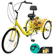 7-Speed 24" Adult 3 Wheel Tricycle Cruise Bike Bicycle Adult Tricycle With Basket White Sydney Stock for Sale Generic