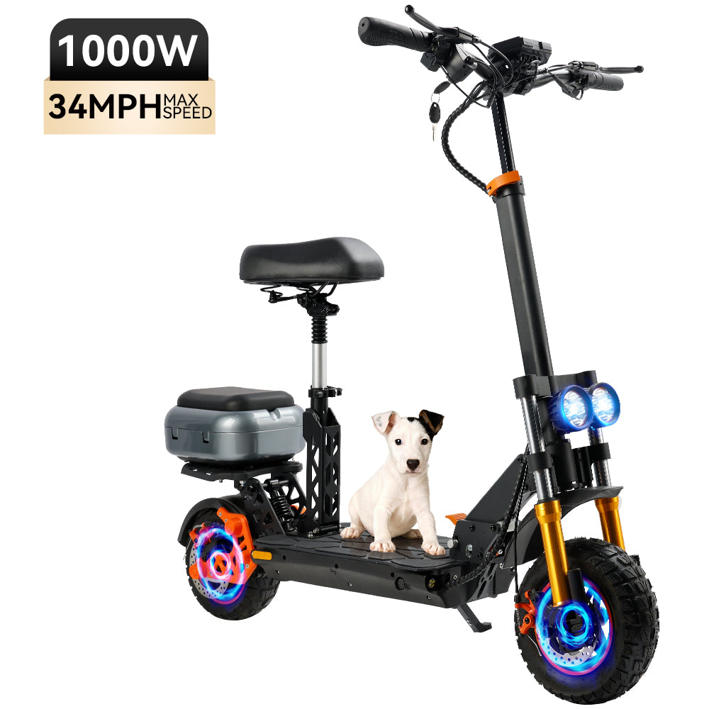 11" Folding Electric Scooter 1000W Motor 48V 20AH Lithium battery for Adult Black