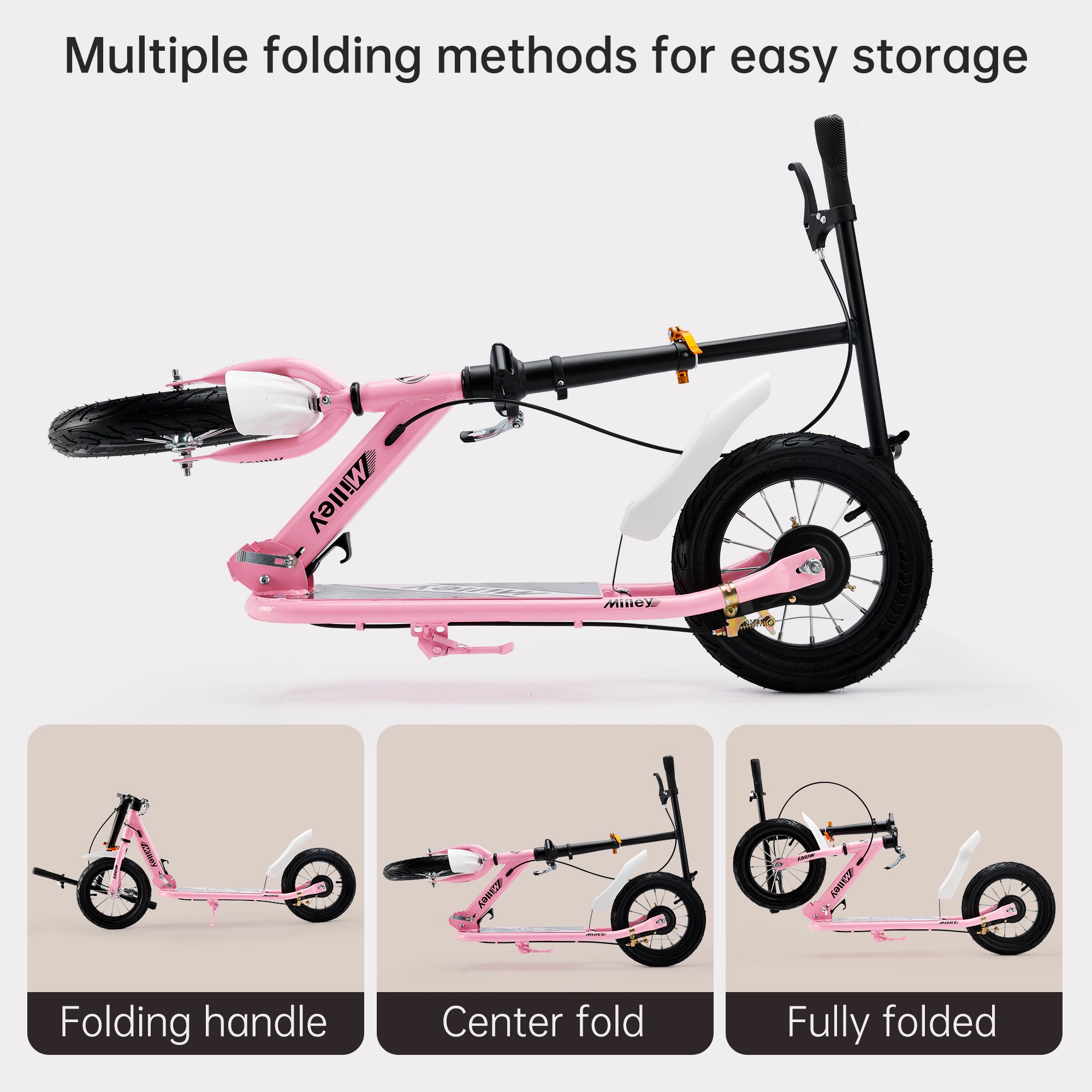 12' big wheels Scooter for kids low deck rear wheel dual braking system steel frame