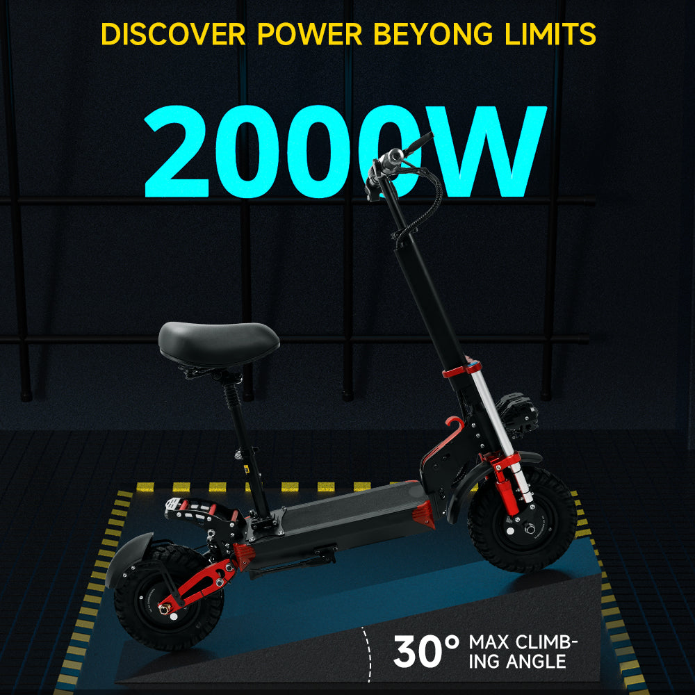 2000W 21Ah Off-Road Alloy Electric Scooter For Adult,With large display screen, constant speed cruise Dual drive 12" tires