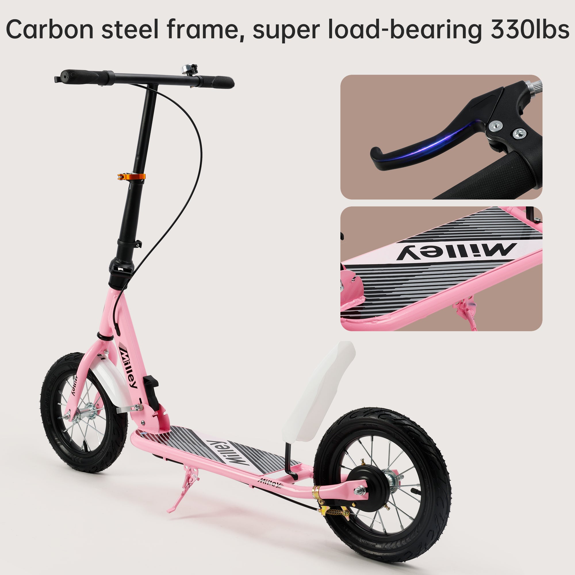 12' big wheels Scooter for kids low deck rear wheel dual braking system steel frame