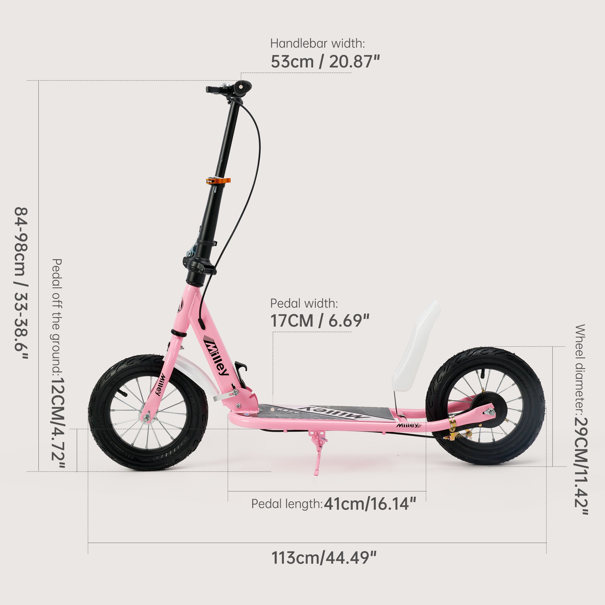 12' big wheels Scooter for kids low deck rear wheel dual braking system steel frame