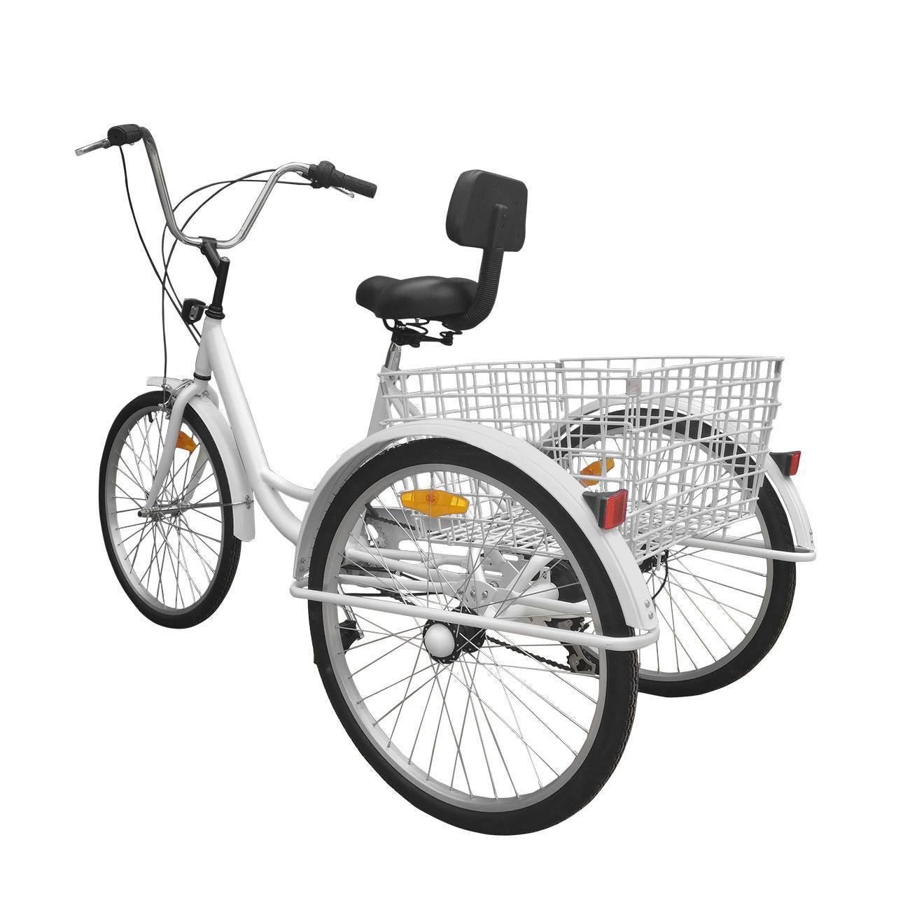 7-Speed 24" Adult 3 Wheel Tricycle Cruise Bike Bicycle Adult Tricycle With Basket White Sydney Stock for Sale Generic