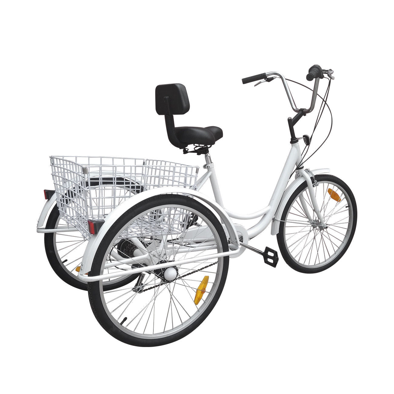 7-Speed 24" Adult 3 Wheel Tricycle Cruise Bike Bicycle Adult Tricycle With Basket White Sydney Stock for Sale Generic