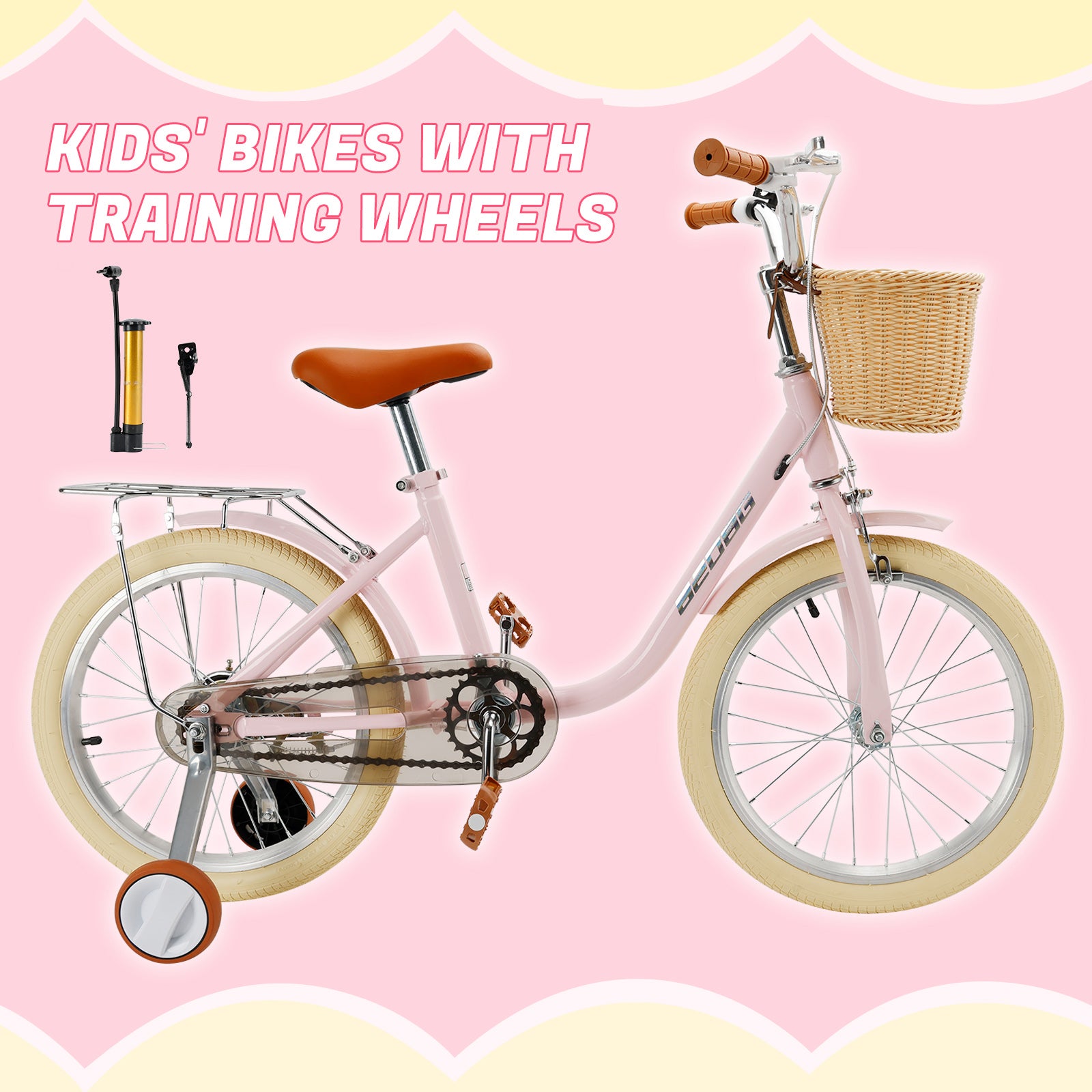 18 inches Kid's Bike Child Bicycle pink for Ages 7-9 Years Boys and Girls with Basket