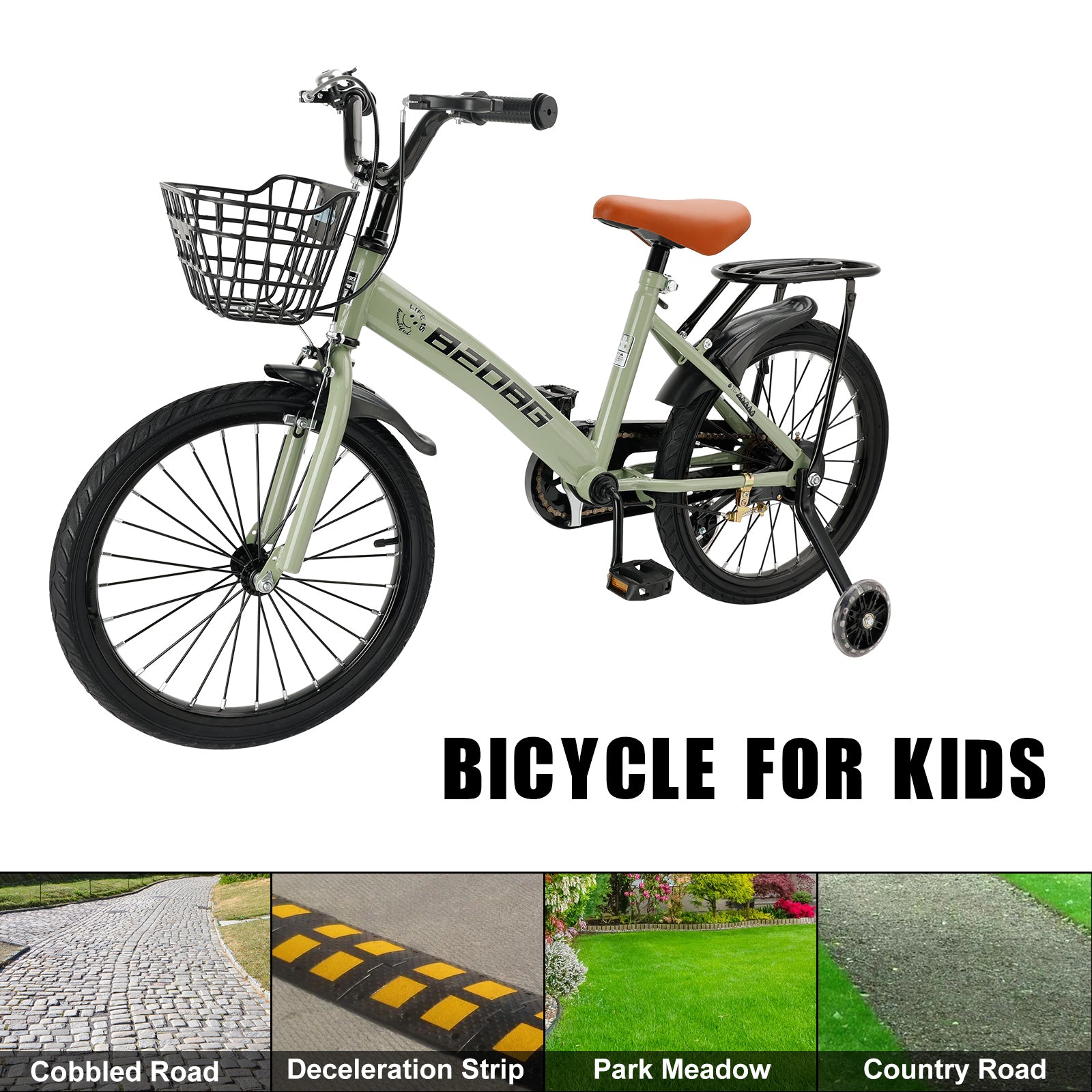 18 inches Kid's Bicycle BMX Child Bike for Ages 7-9 Years with auxiliary wheels