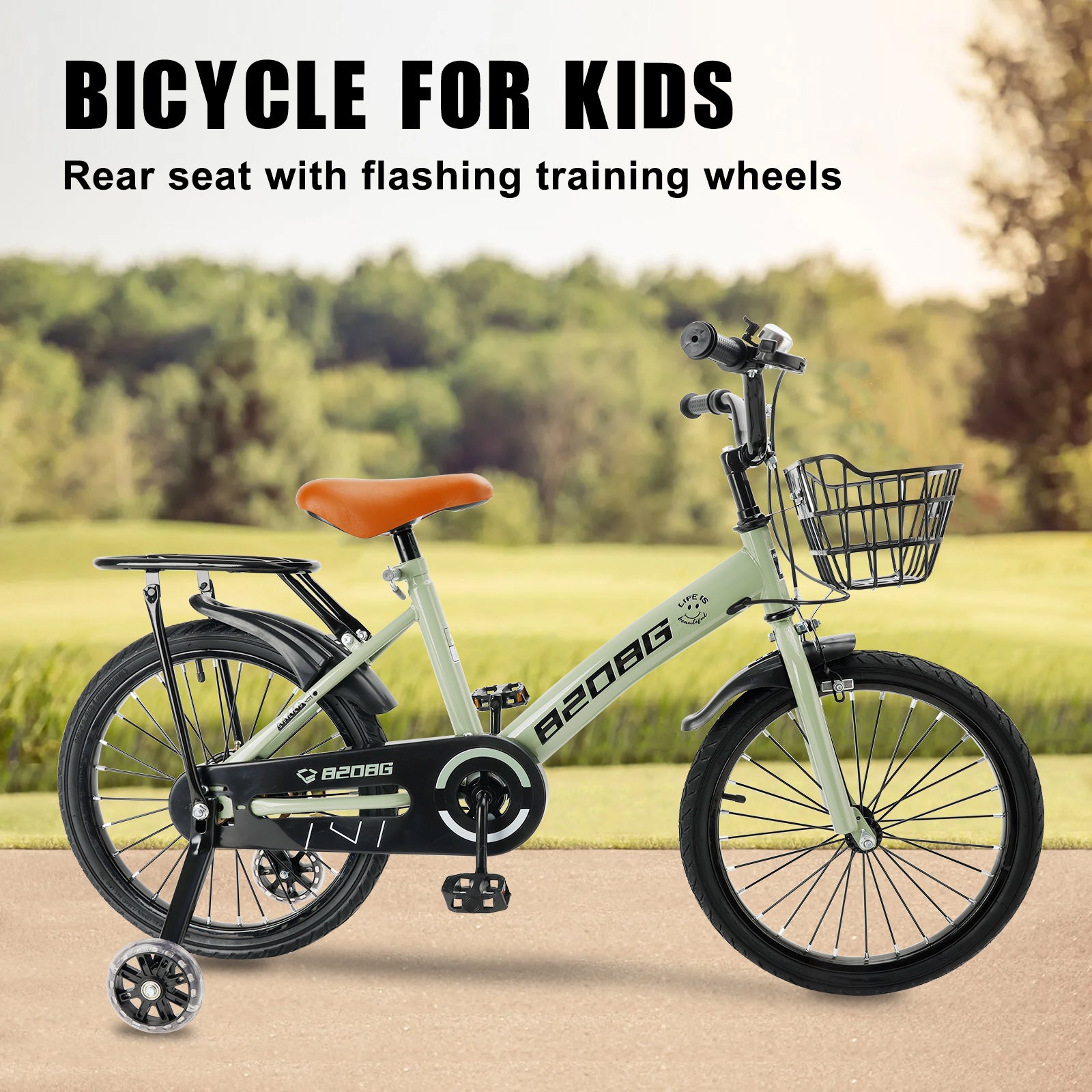 18 inches Kid's Bicycle BMX Child Bike for Ages 7-9 Years with auxiliary wheels