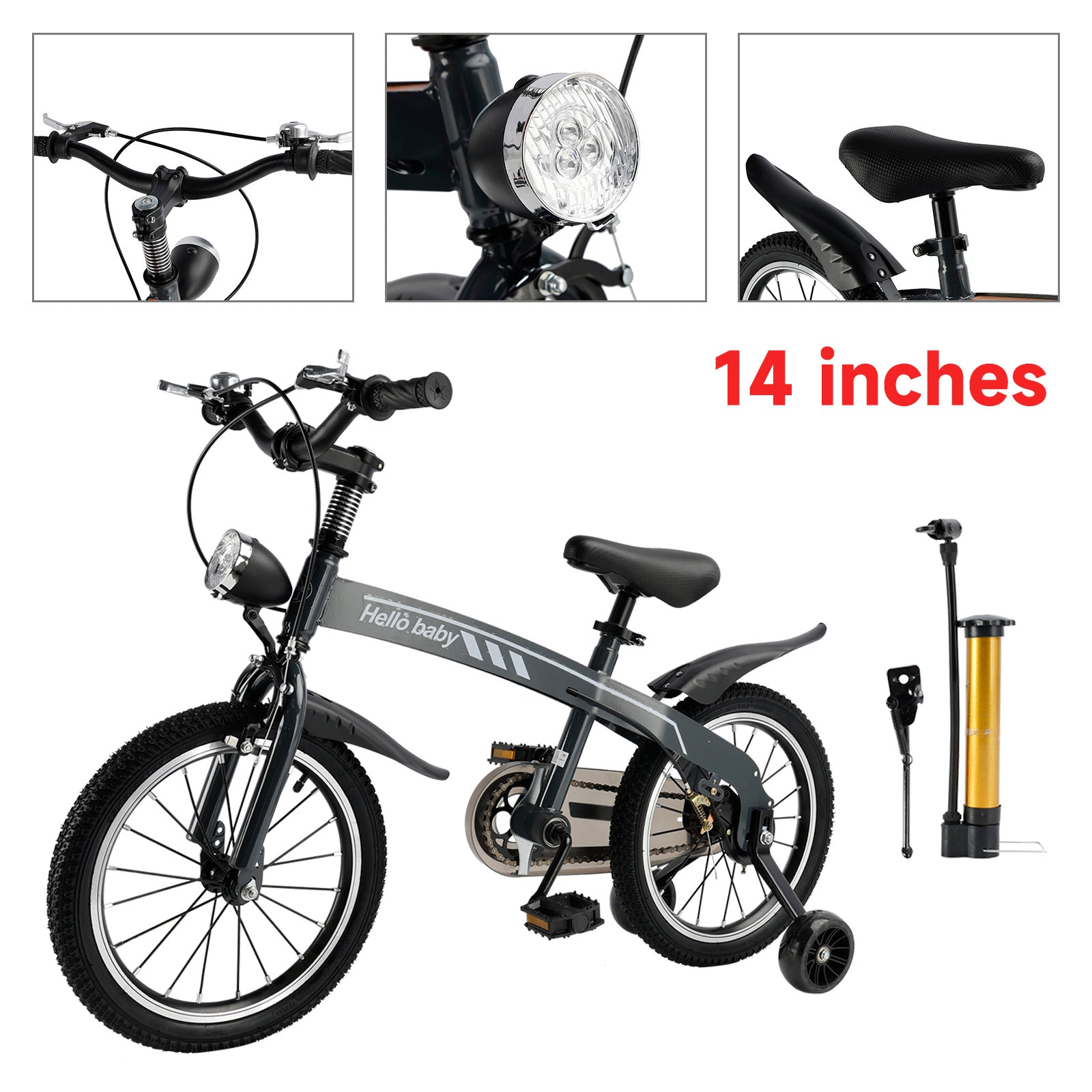 Kid's bike children bicycle with LED headlight boys and girls gift