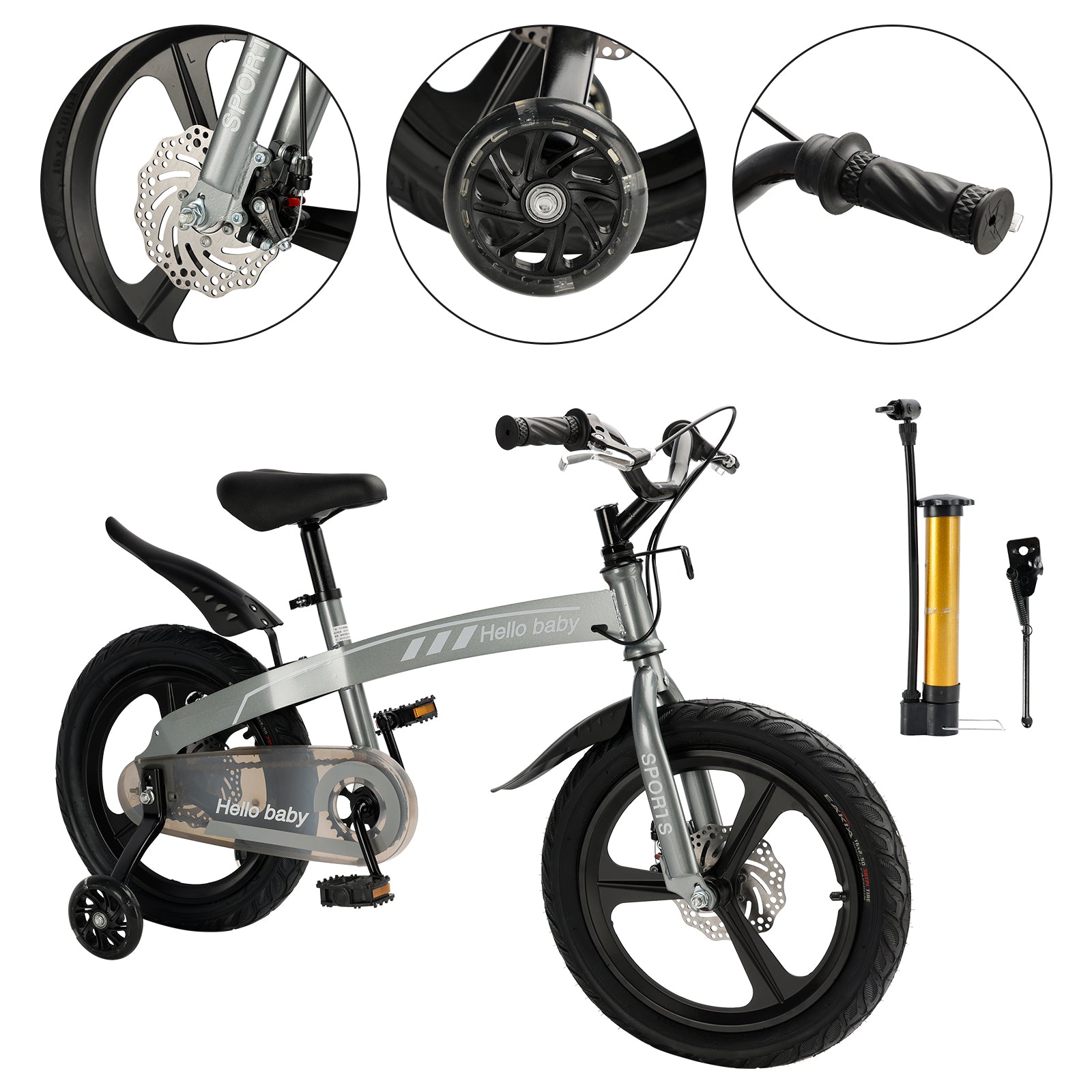 16 inches double disc brakes kid's bike children bicycle with LED headlight