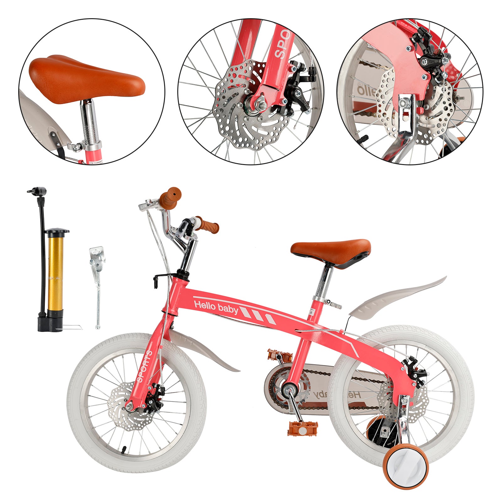 16 inches double disc brakes kid's bike children bicycle with LED headlight