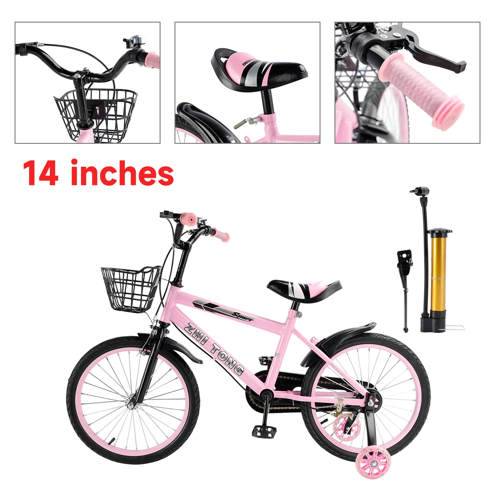 Kid's Bike Child Bicycle Adjustable Seat with Bottle Cage Holder