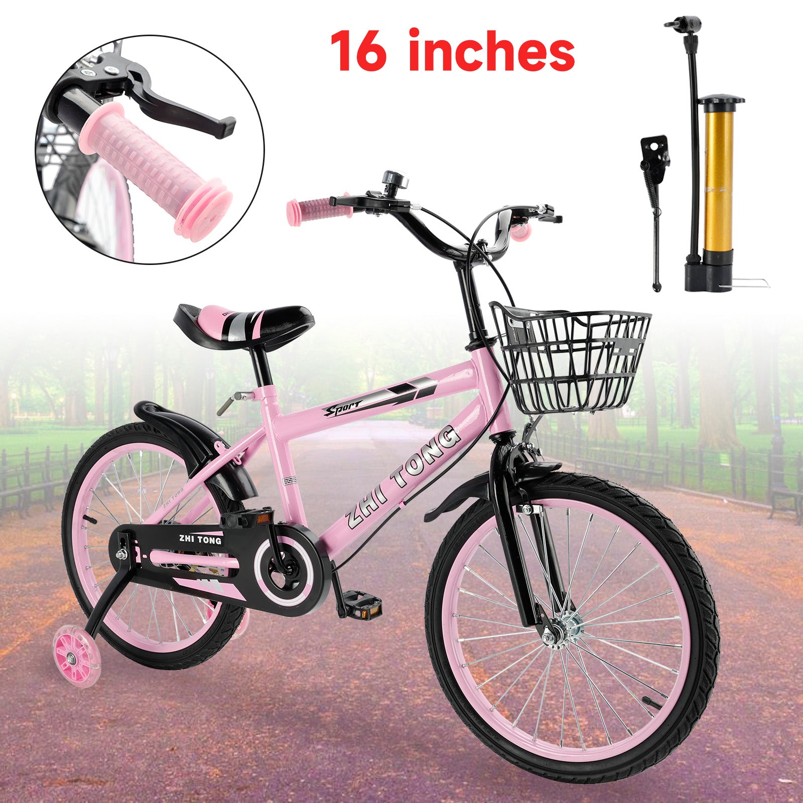 16 inches Kid's Bike Child Bicycle Adjustable Seat with auxiliary wheels