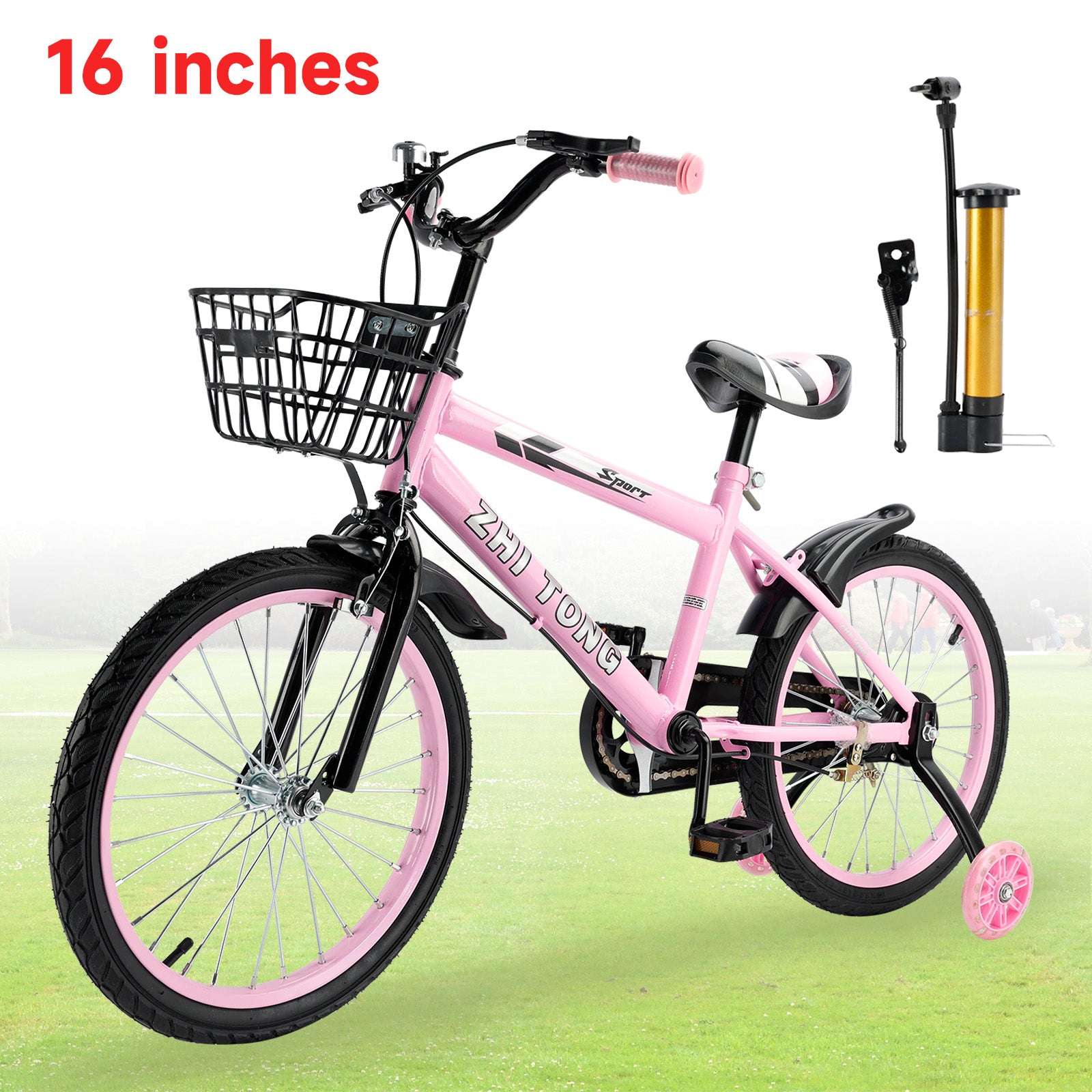 16 inches Kid's Bike Child Bicycle Adjustable Seat with auxiliary wheels