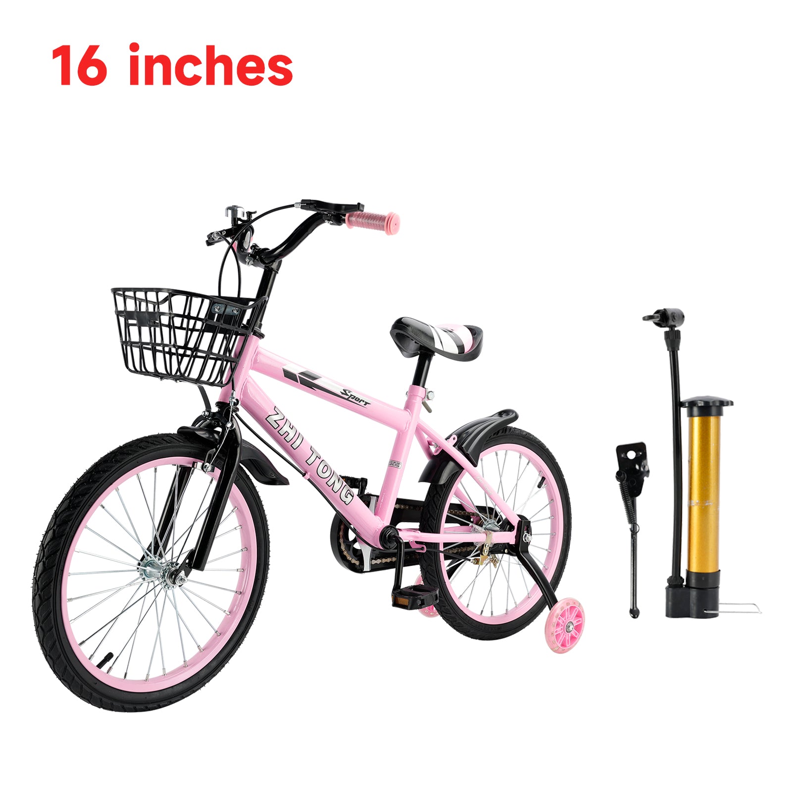 16 inches Kid's Bike Child Bicycle Adjustable Seat with auxiliary wheels