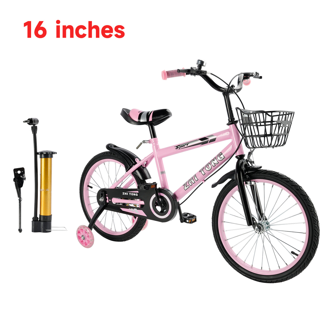 16 inches Kid's Bike Child Bicycle Adjustable Seat with auxiliary wheels