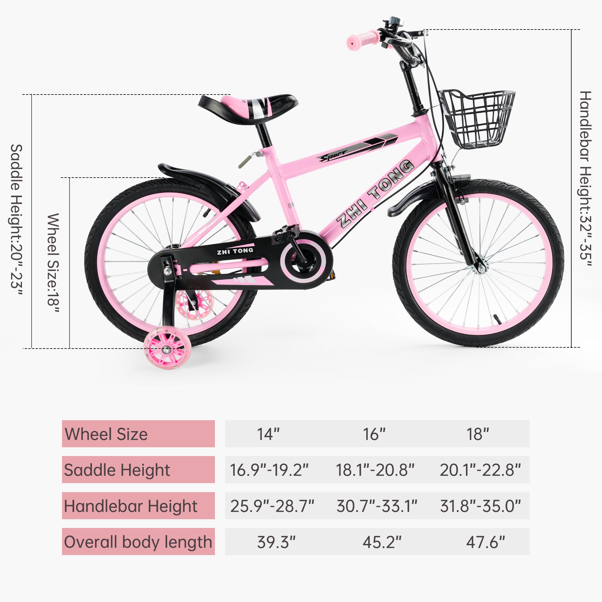 16 inches Kid's Bike Child Bicycle Adjustable Seat with auxiliary wheels