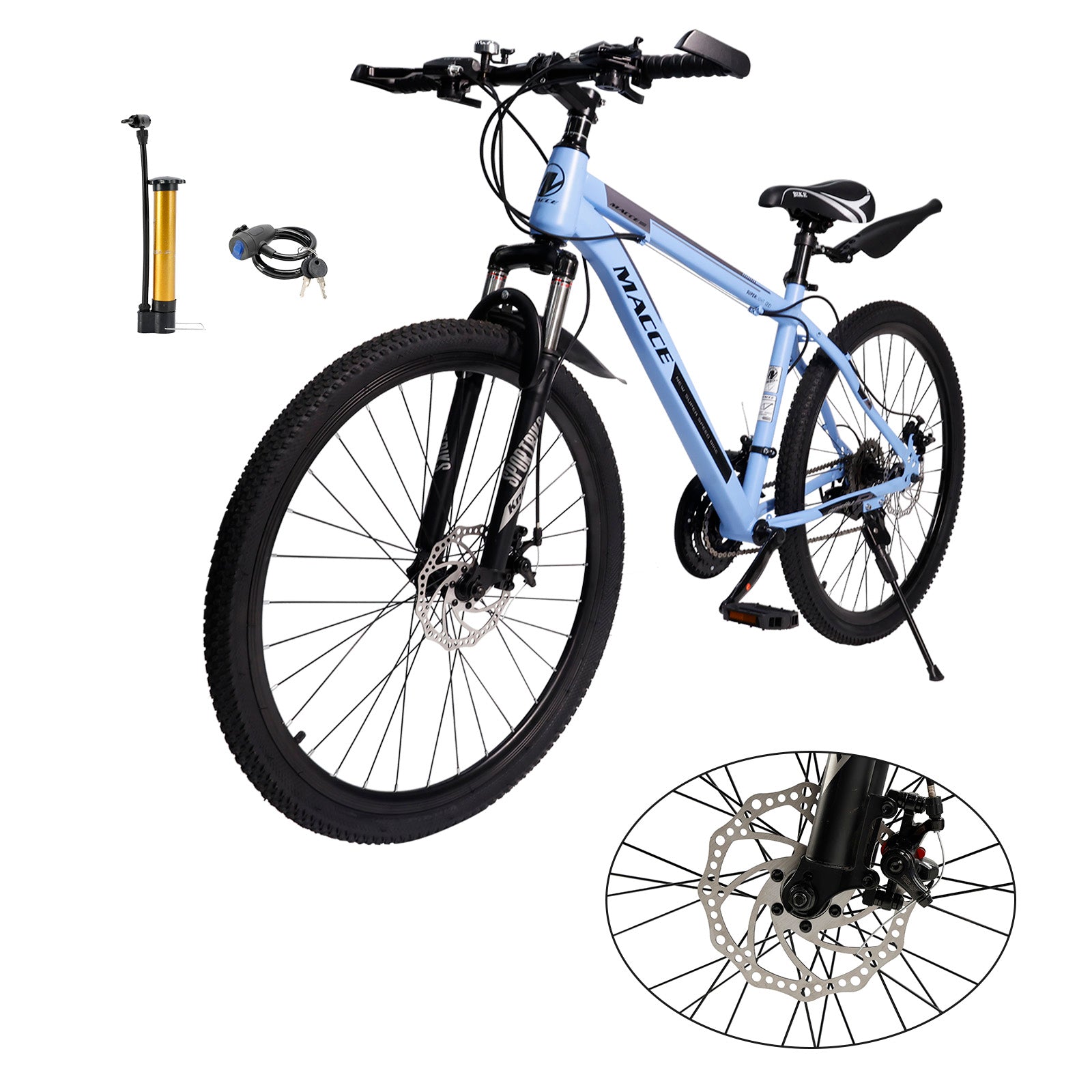 26 inch 27 Speed Double Disc Brake Mountain Bike MTB Bicycle For Adults With Cup Holder Fender Silver