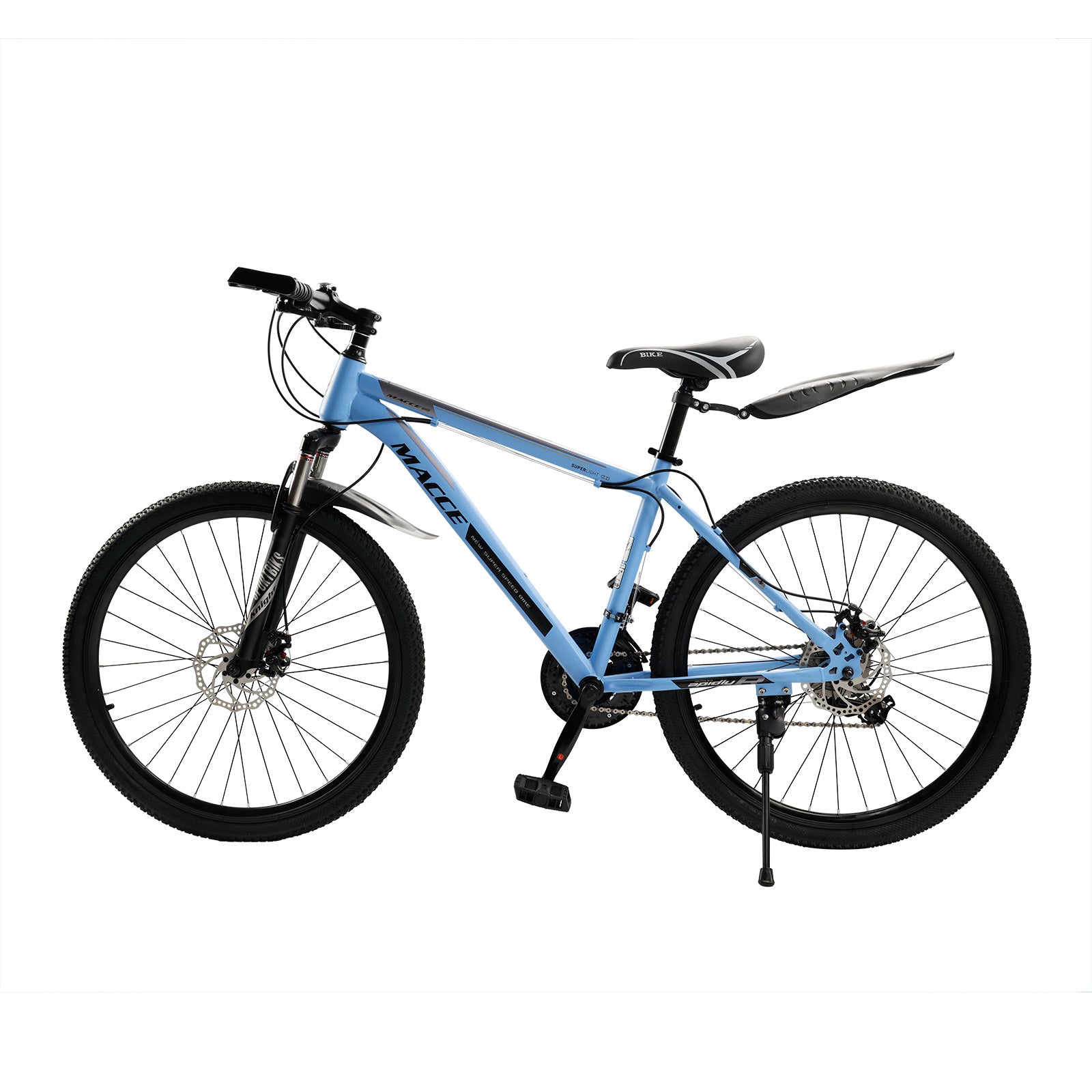 26 inch 27 Speed Double Disc Brake Mountain Bike MTB Bicycle For Adults With Cup Holder Fender Silver