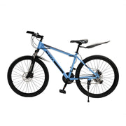 26 inch 27 Speed Double Disc Brake Mountain Bike MTB Bicycle For Adults With Cup Holder Fender Silver