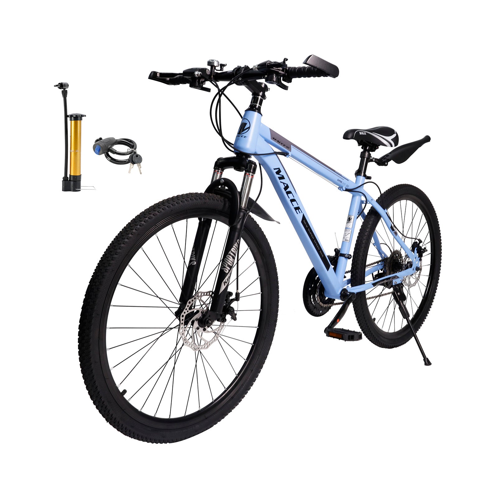 26 inch 27 Speed Double Disc Brake Mountain Bike MTB Bicycle For Adults With Cup Holder Fender Silver