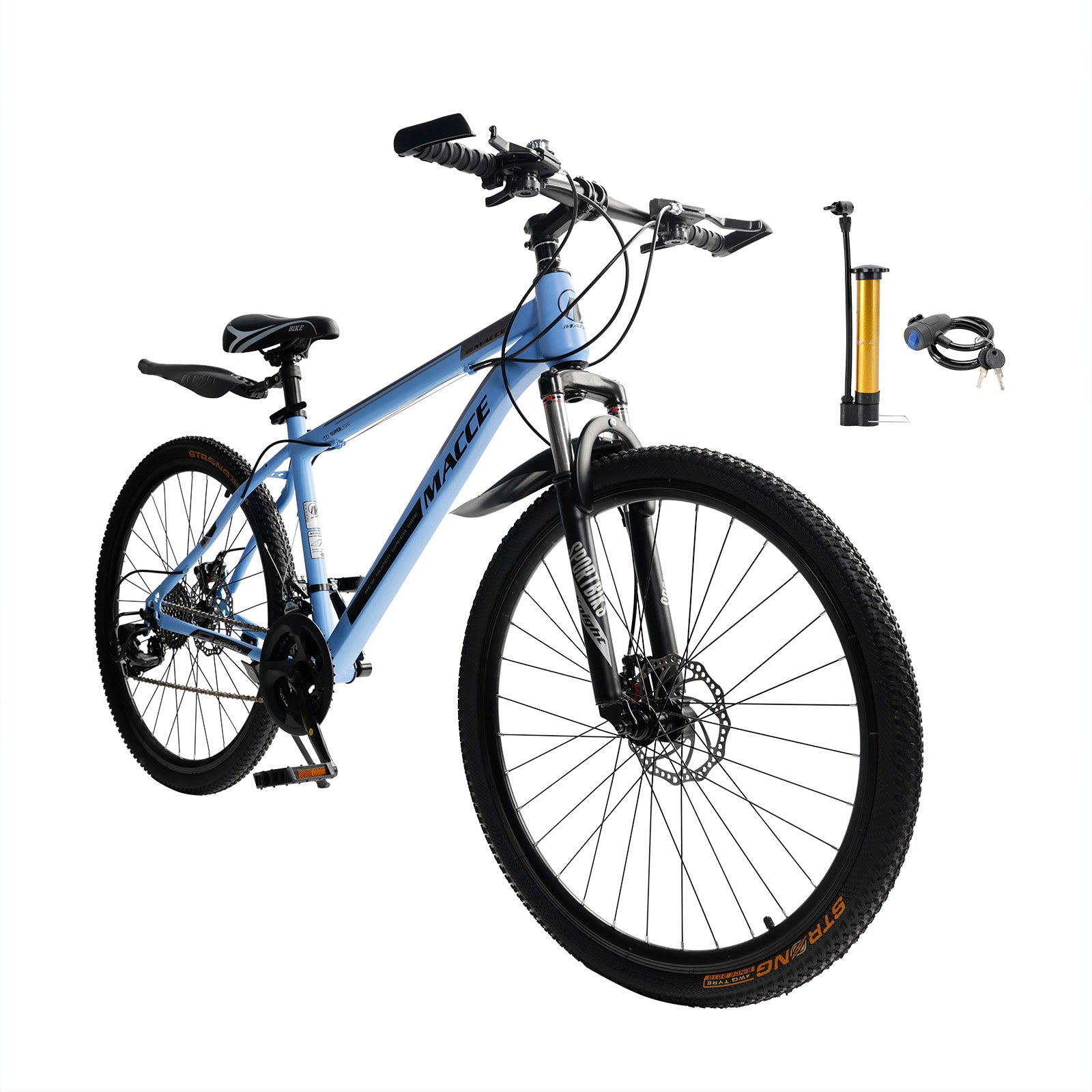 26 inch 27 Speed Double Disc Brake Mountain Bike MTB Bicycle For Adults With Cup Holder Fender Silver