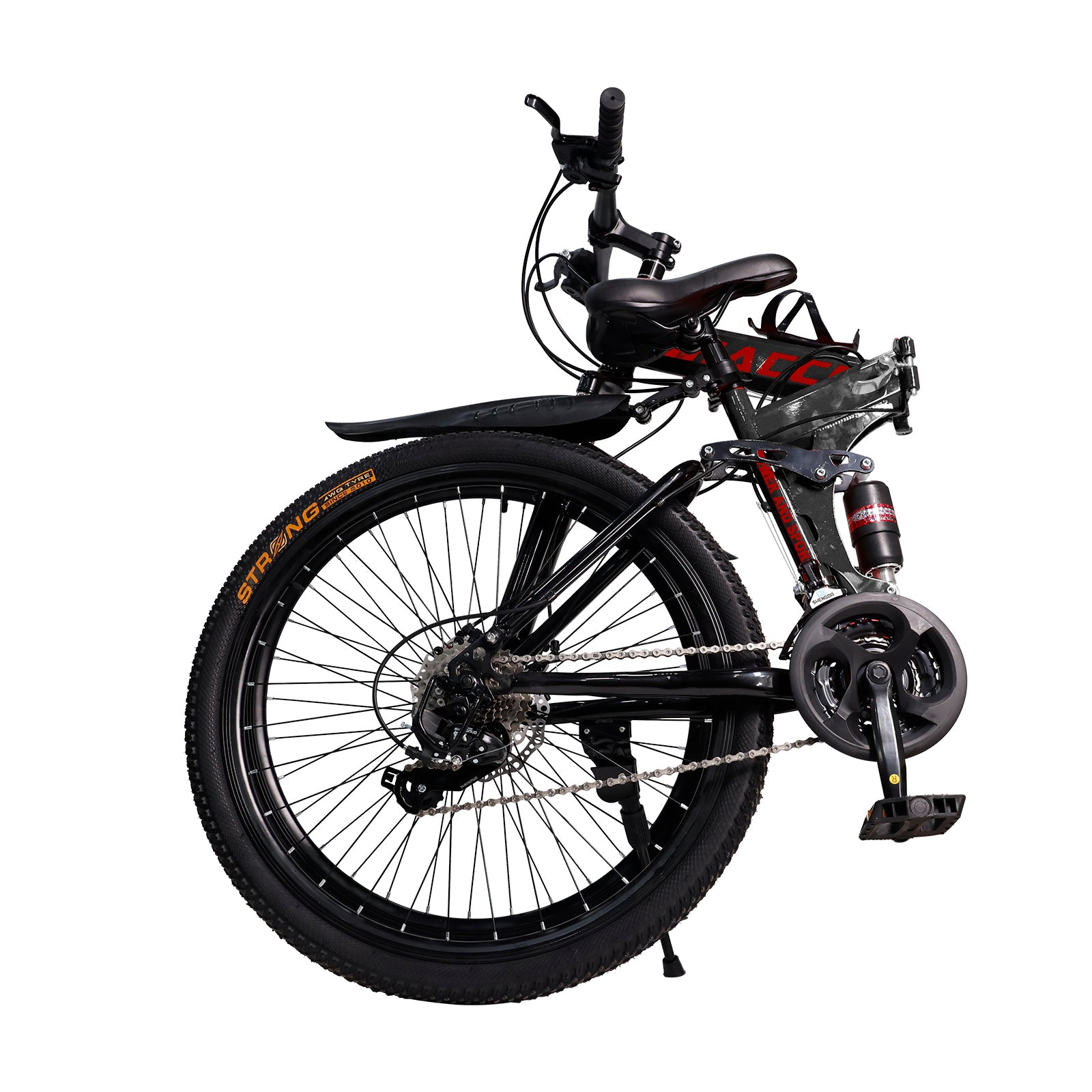 26" 27 Speed Folding Mountain Bike Double disc brake MTB For Adults Black