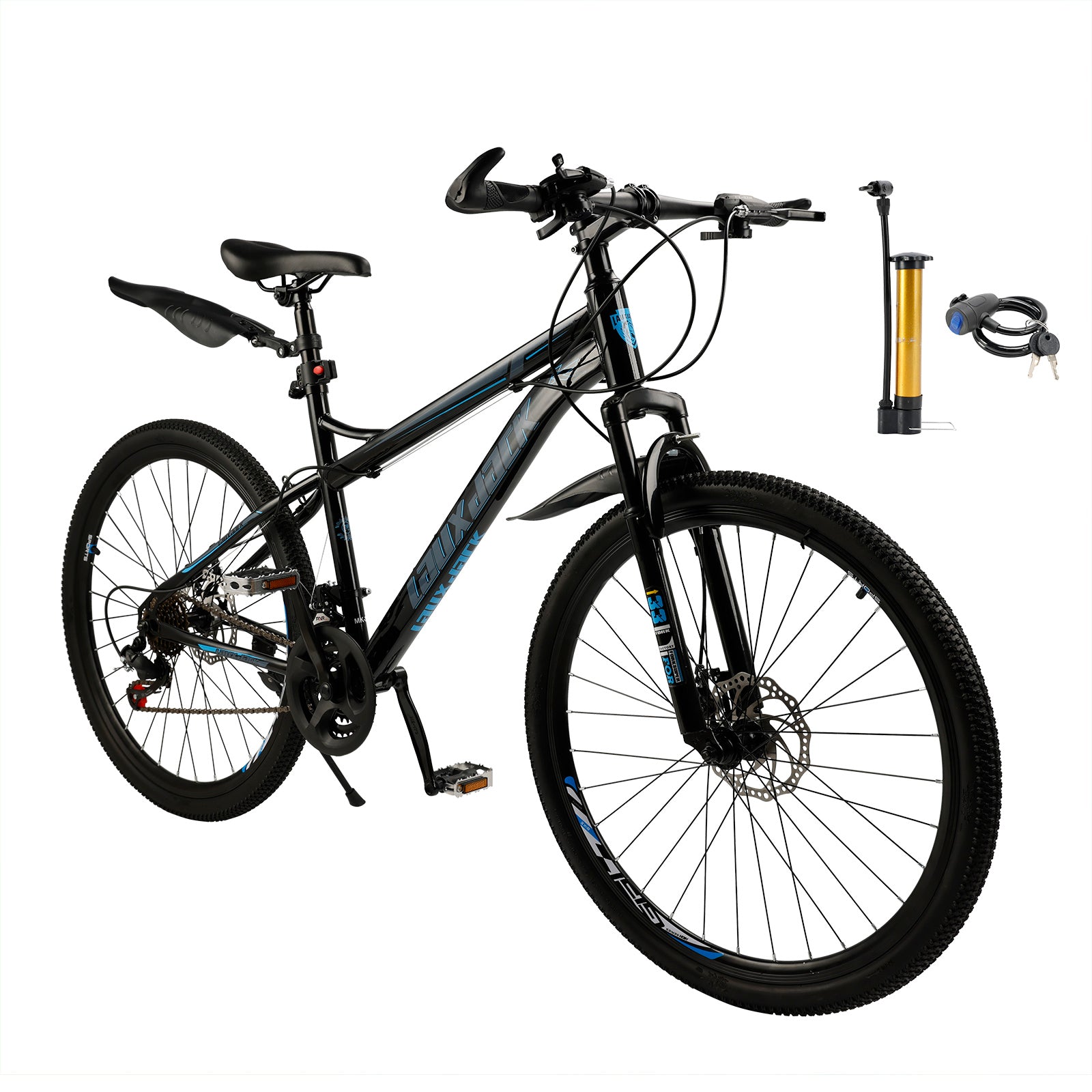 26" 21 speed Mountain Bike Double Disc Brake Thumb Shifter Unisex Teenagers MTB