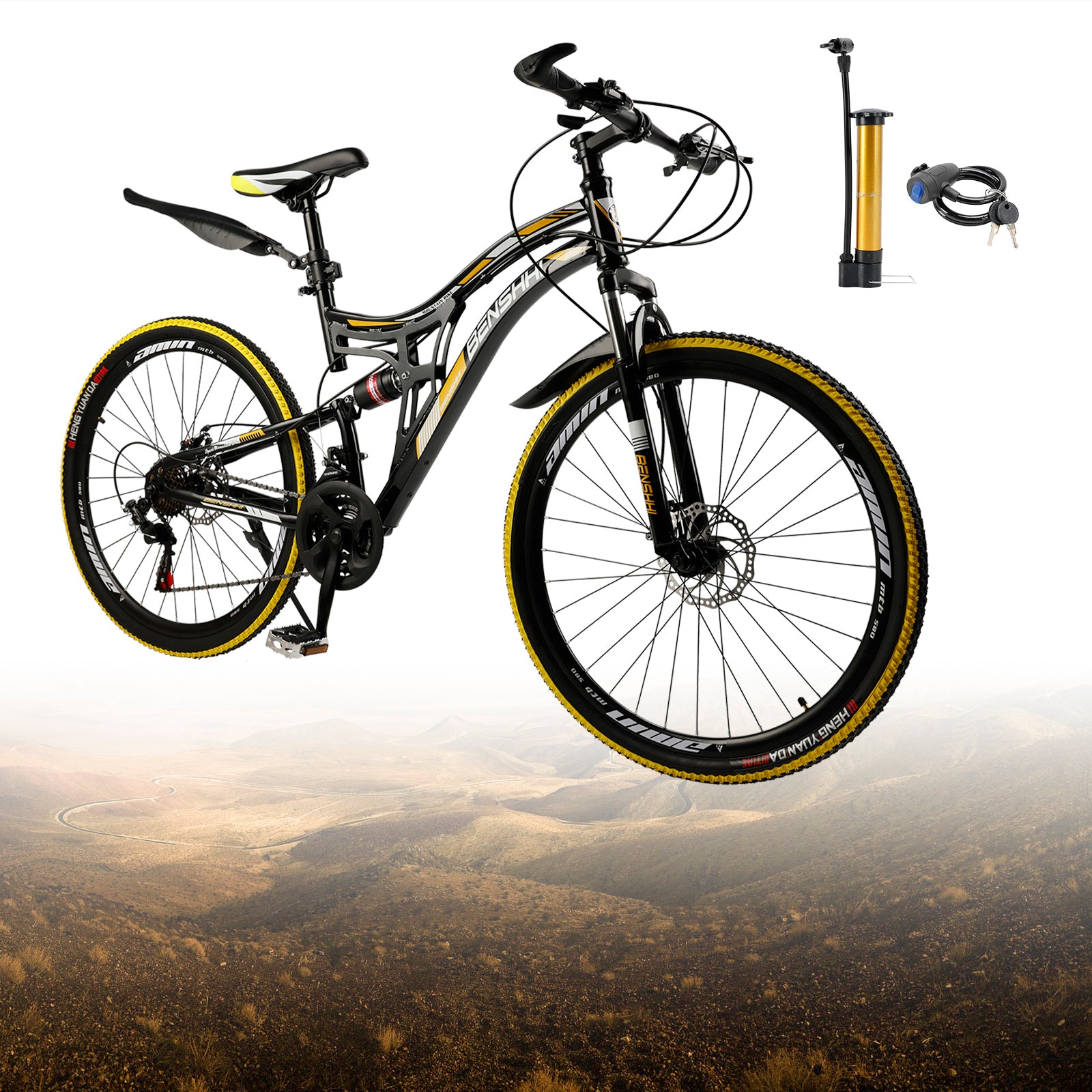 26" Mountain Bike 21 speed MTB Teenagers Bicycle Full Suspension Thumb Shifter