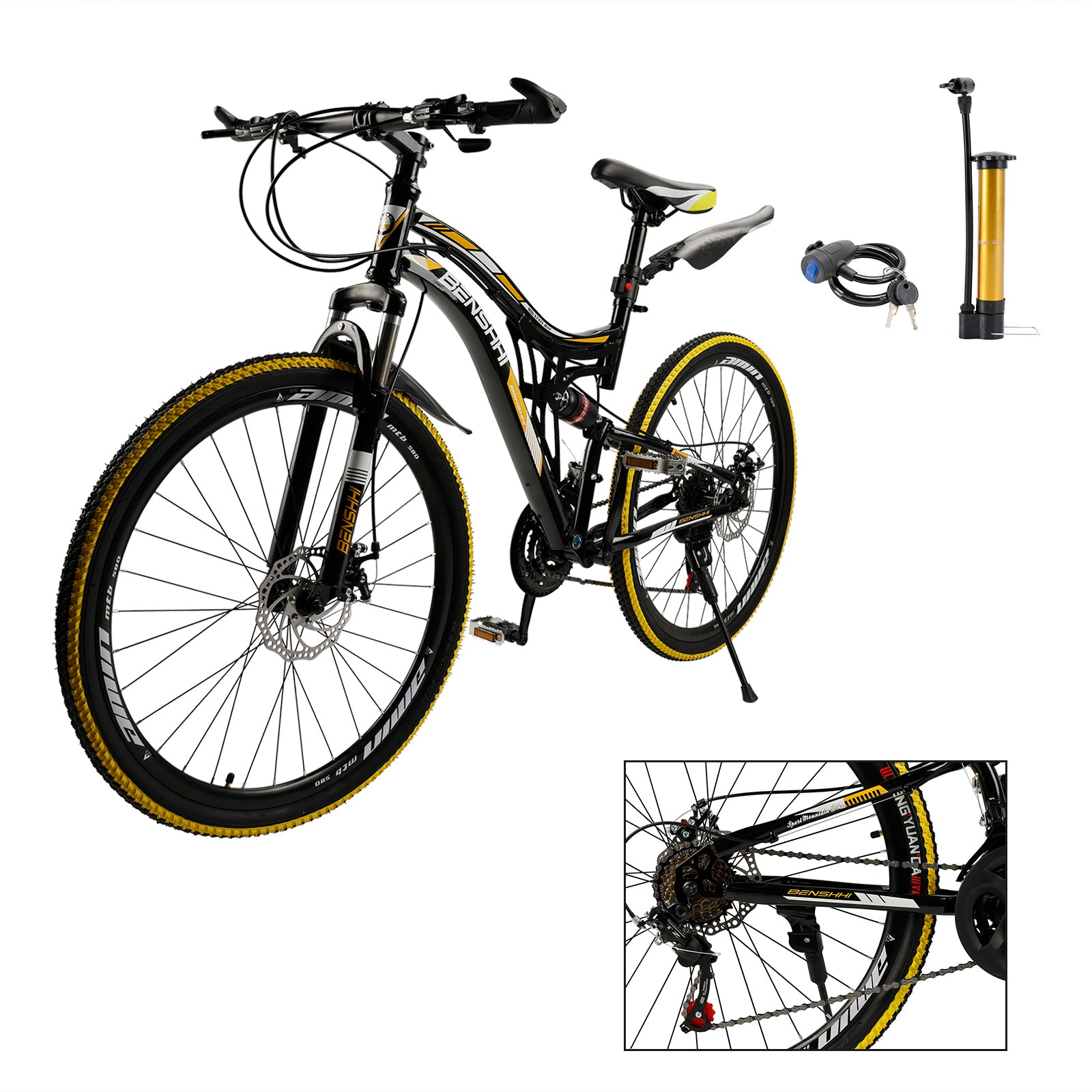 26" Mountain Bike 21 speed MTB Teenagers Bicycle Full Suspension Thumb Shifter