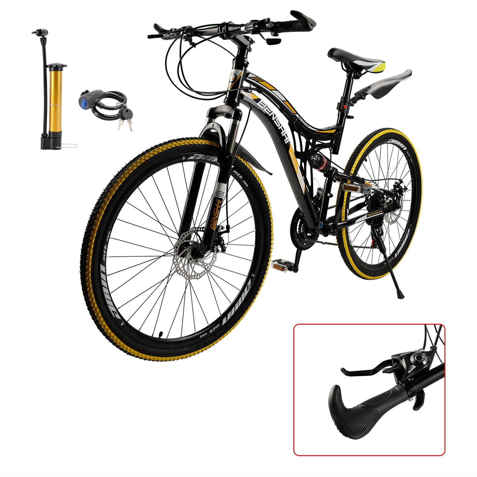 26" Mountain Bike 21 speed MTB Teenagers Bicycle Full Suspension Thumb Shifter