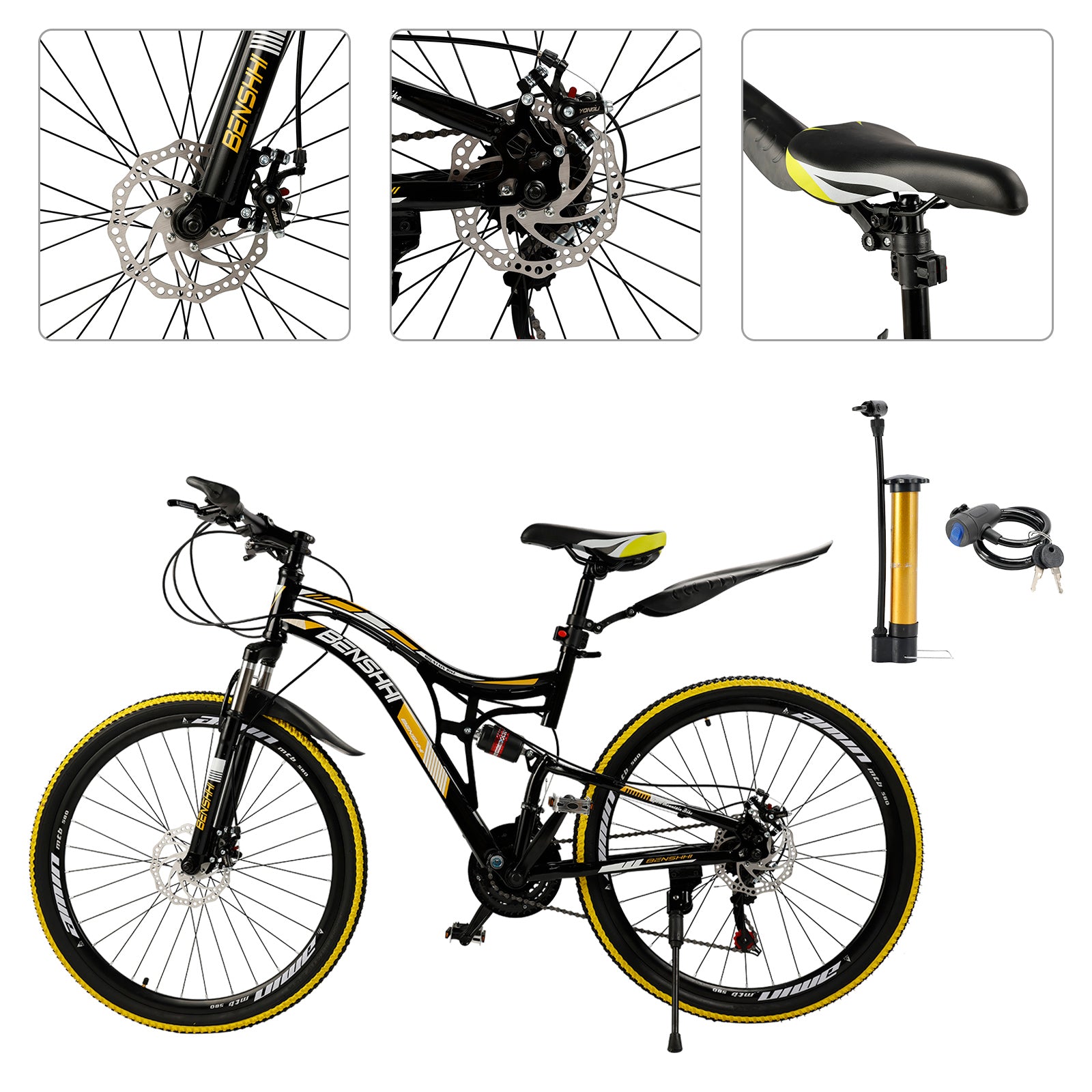 26" Mountain Bike 21 speed MTB Teenagers Bicycle Full Suspension Thumb Shifter