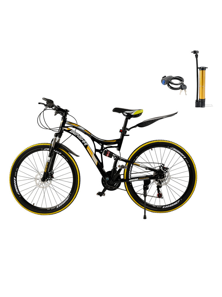 26" Mountain Bike 21 speed MTB Teenagers Bicycle Full Suspension Thumb Shifter