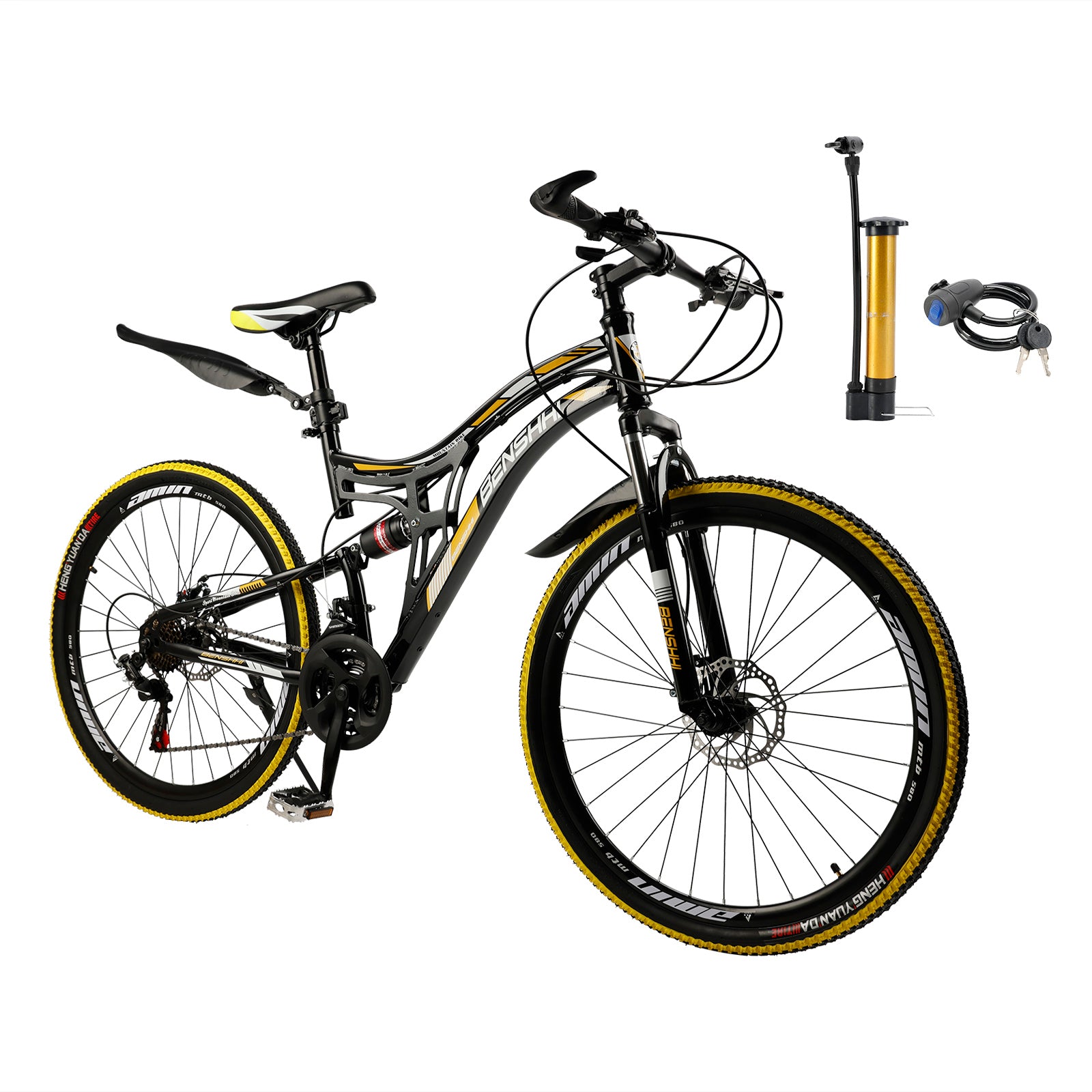 26" Mountain Bike 21 speed MTB Teenagers Bicycle Full Suspension Thumb Shifter