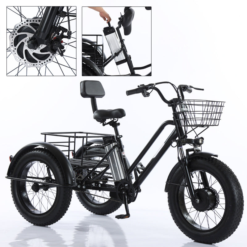 500W 48V 12A Electric Bike Snow Tricycle 3 wheel e-bike Fat Tire Tricycle