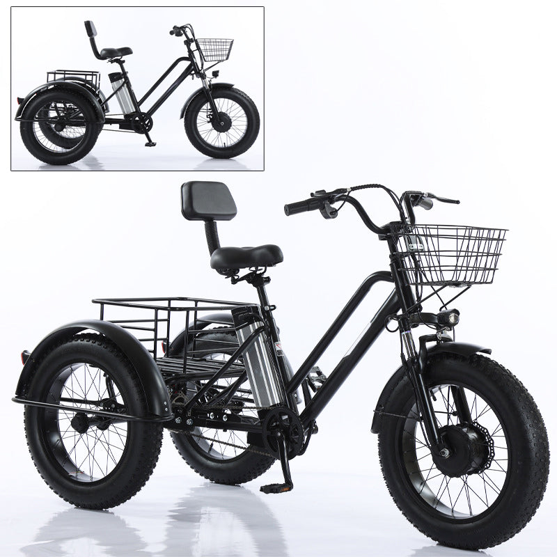 500W 48V 12A Electric Bike Snow Tricycle 3 wheel e-bike Fat Tire Tricycle