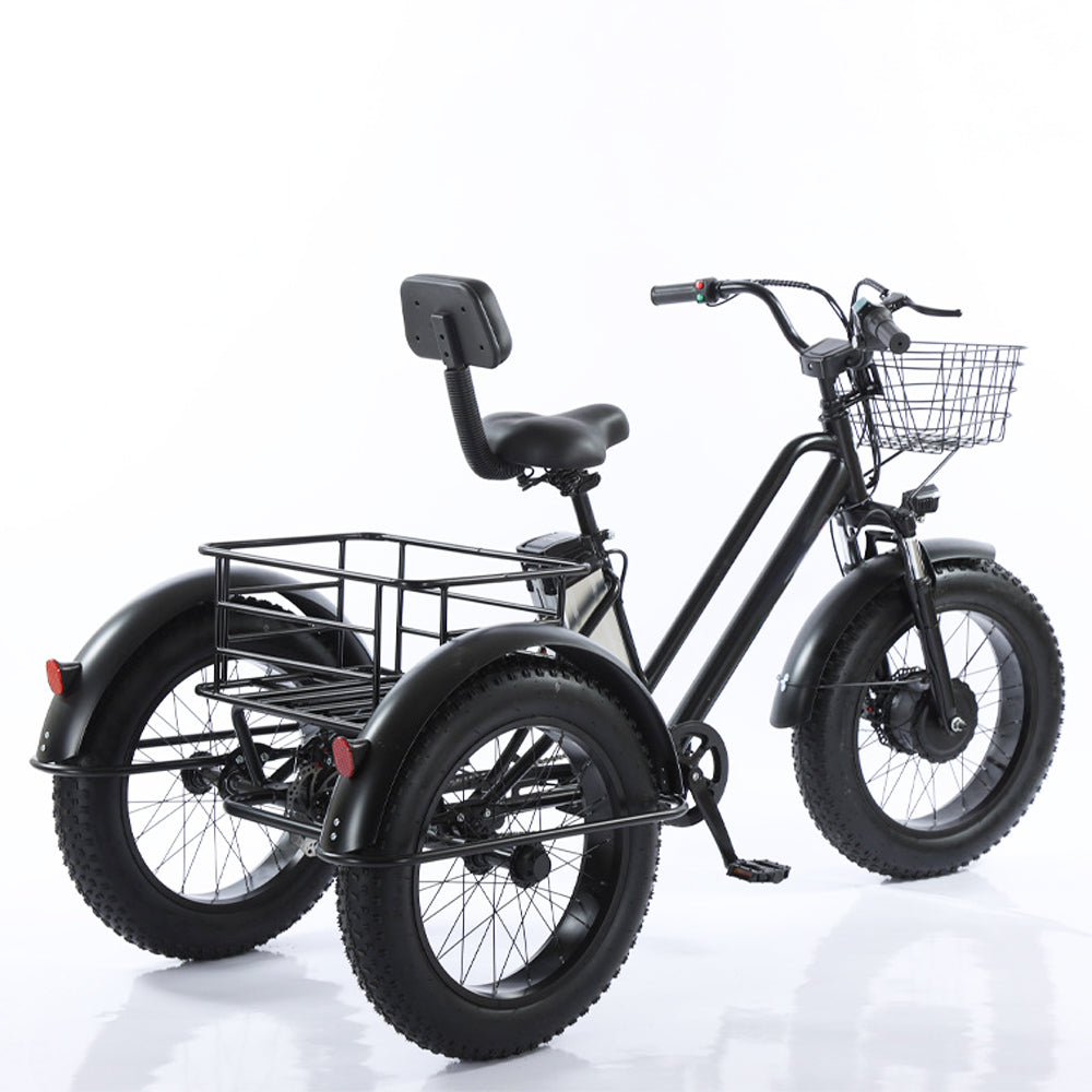 500W 48V 12A Electric Bike Snow Tricycle 3 wheel e-bike Fat Tire Tricycle