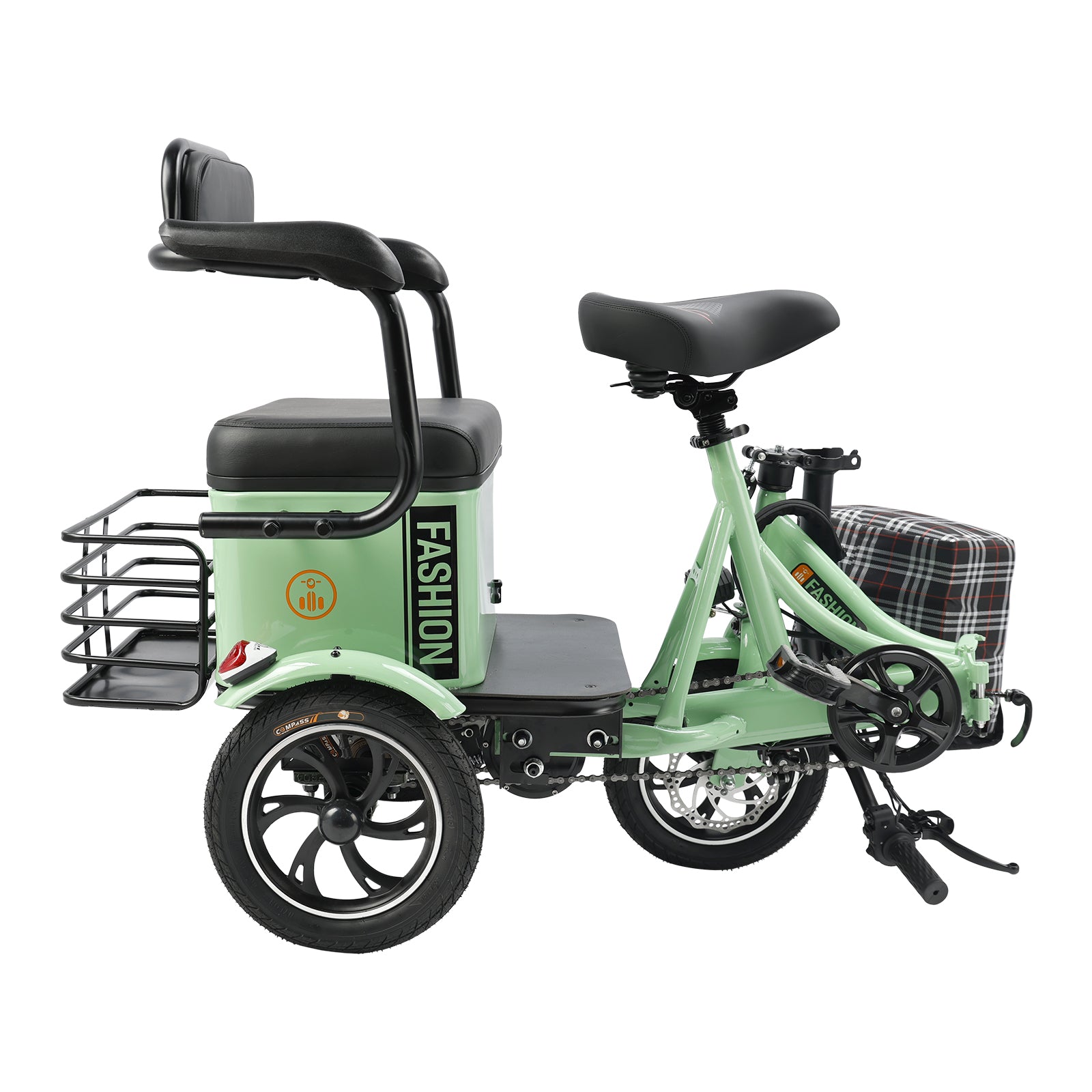 ARTUDATECH 400W Electric Folding Tricycle 3 Wheel E-bike with Rear Seat 48V 12A