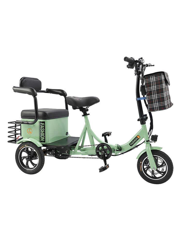 ARTUDATECH 400W Electric Folding Tricycle 3 Wheel E-bike with Rear Seat 48V 12A