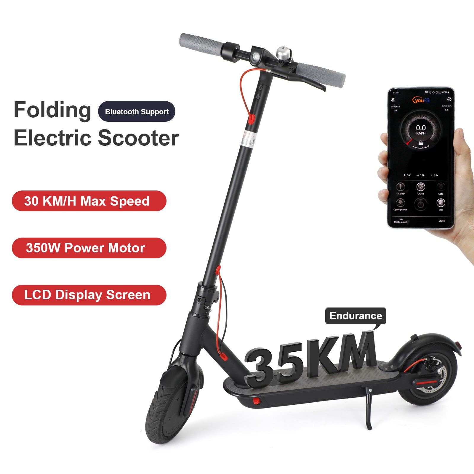 8.5" Folding Electric Scooter 350W 35KM&nbsp;Maximum battery life Range 30KM/H