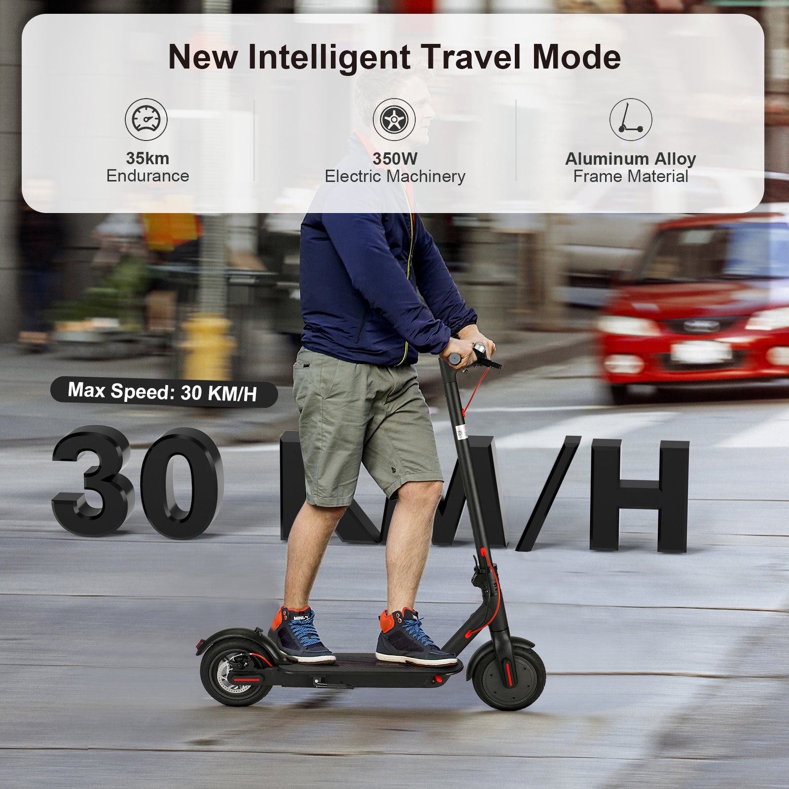 8.5" Folding Electric Scooter 350W 35KM&nbsp;Maximum battery life Range 30KM/H