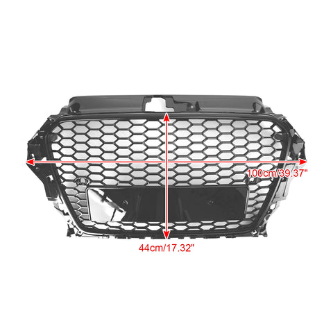 2013-2016 Audi A3 S3 Black RS3 Style Front Hood Henycomb Bumper Grille Grill